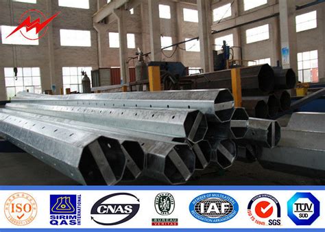 Metallic Distribution Galvanized Steel Utility Pole For Electricity