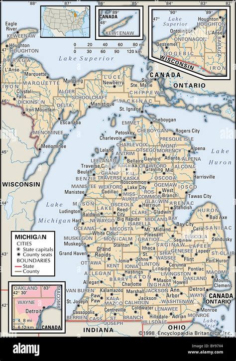 Political Map Of Michigan Stock Photo Alamy