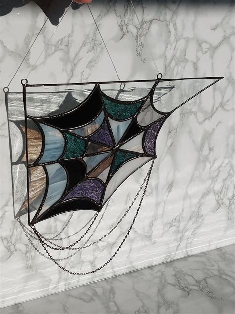 Stained Glass Spider Web Corner Suncatcher Etsy