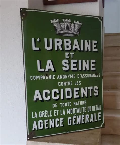 PLAQUE PUBLICITAIRE TÔLE émaillée bombée L URBAINE ETLA SEINE 1930