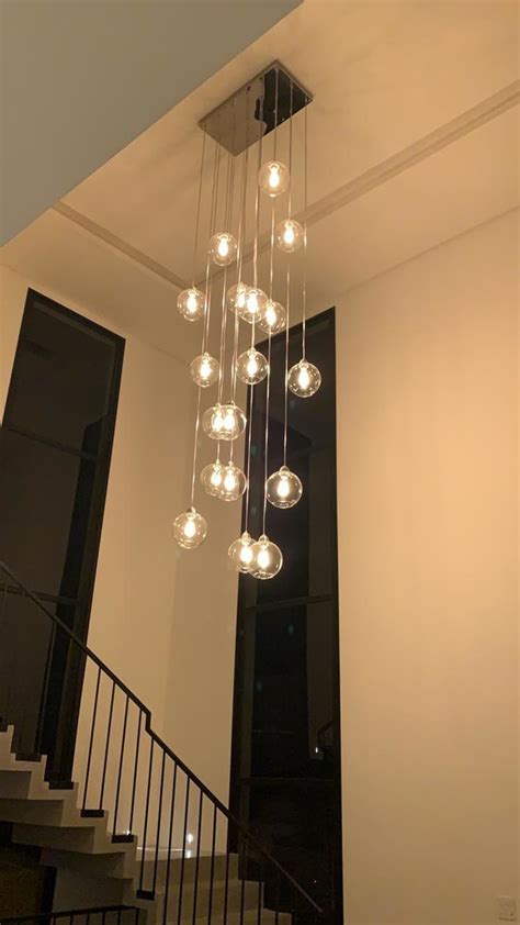 Lustre Pendente Sarvah 18 Globos Transparente Para Casas Pé Direito