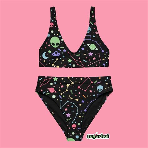 Cosmic Space Bikini Set With Aliens And Ufos Perfect For People Who Love Space And Looking Cute