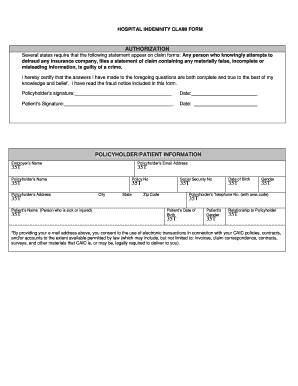 Fillable Online HOSPITAL INDEMNITY CLAIM FORM INSTRUCTIONS Fax Email