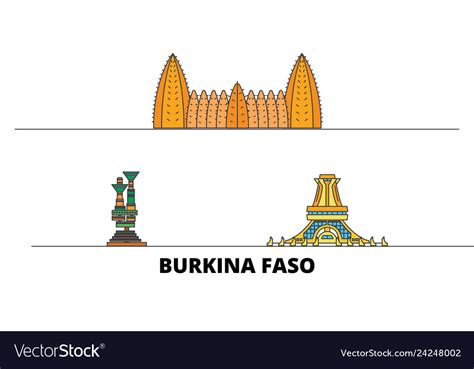 Burkina faso flat landmarks Royalty Free Vector Image