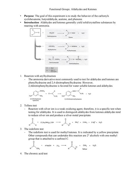 Aldehydes And Ketones Lab Functional Groups Aldehydes And Ketones