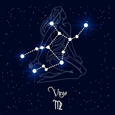 Premium Vector | Virgo, constellation and zodiac sign on the background ...