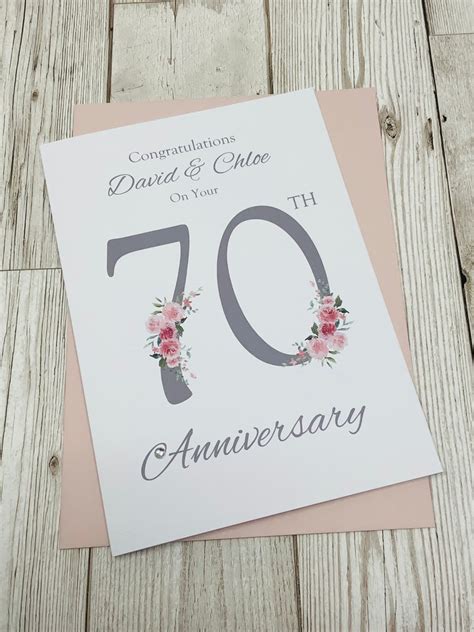 70th Wedding Anniversary Card Platinum 70 Year Seventieth Etsy Uk