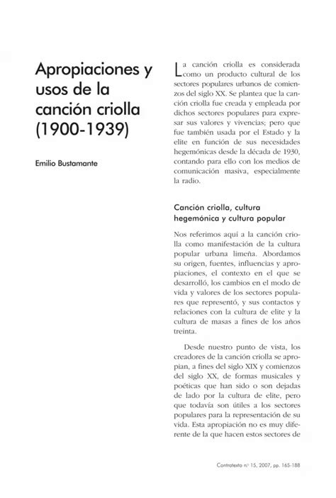 Pdf Bustamante Apropaciones Y Usos De La Cancion Criolla Dokumen Tips