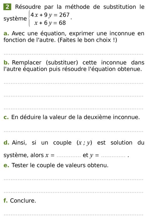 Systèmes d équations du premier degré à deux inconnues Résoudre par