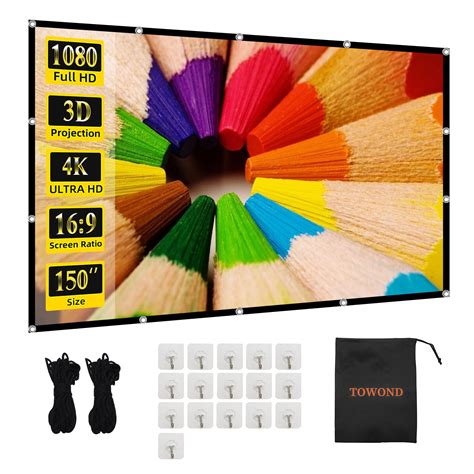 Projector Screen TOWOND 150 inch Projection Screen Indoor Outdoor
