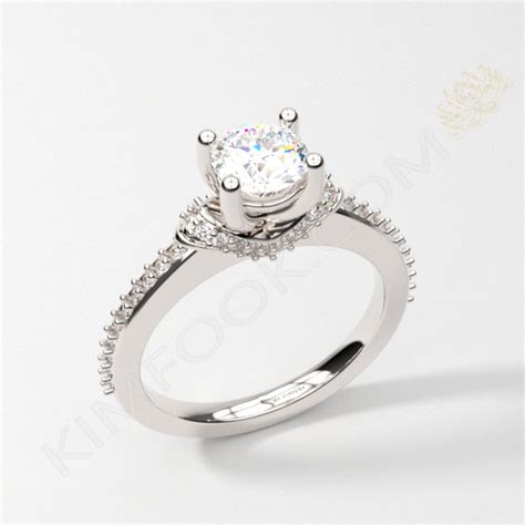 Cincin Solitaire Berlian Emas Putih ERZA019 Kimfook Jewelry