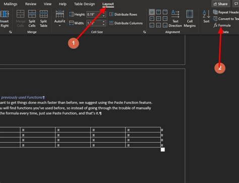 How To Add Formulas To Tables In Microsoft Word Microsoft Word