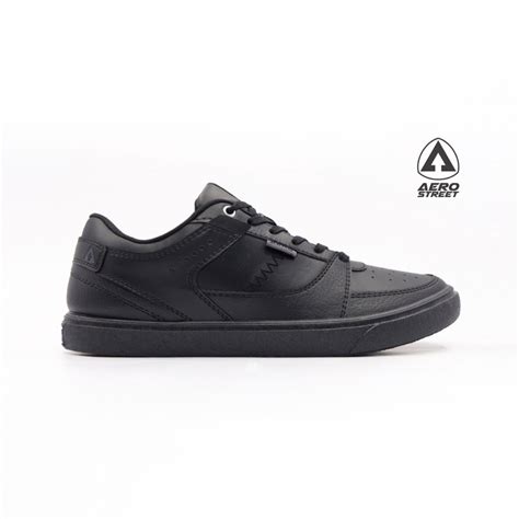 Jual Sepatu Aerostreet Sekolah Kerja Full All Black Hitam Polos