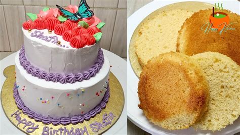 চুলায় তৈরী মাত্র ২ টি ডিম দিয়ে দোতলা কেক Cake Decorating