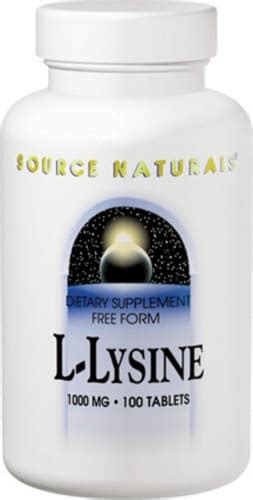 Source Naturals Free Form L Lysine Dietary Supplement Tablets 1000mg 100 Ct King Soopers