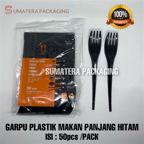 Jual GARPU PLASTIK MAKAN SUAPI HITAM PANJANG Isi 50pcs Per Pack Medan