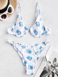 ZAFUL Moon And Sun O Ring W Wire Bikini Swimsuit In WHITE ZAFUL 2025