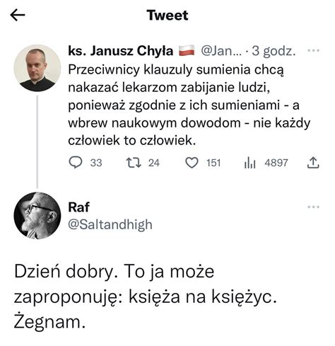 ks Janusz Chyła on Twitter Tak się kończy brak argumentów