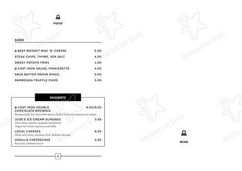Menu At Cast Iron Bar And Grill Portsmouth