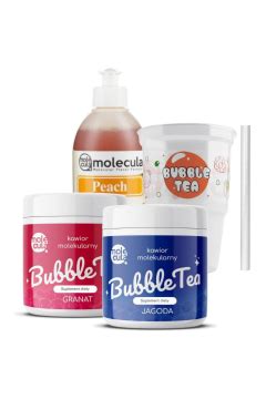 Molecula Bubble Tea Zestaw 2x Kulki Syrop Brzoskwiniowy Kubki Ze