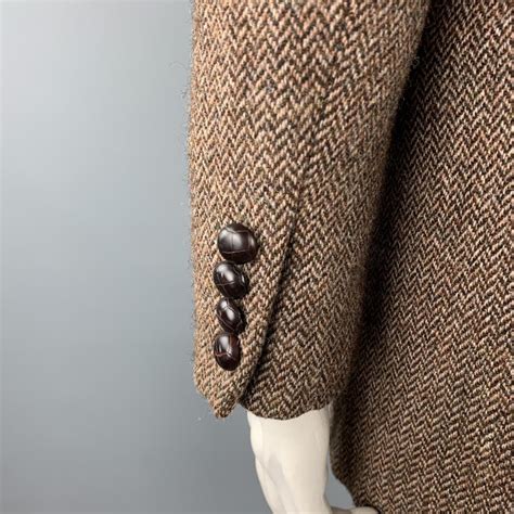 Ralph Lauren Size Xl Brown Tweed Herringbone Wool Blazer At 1stdibs