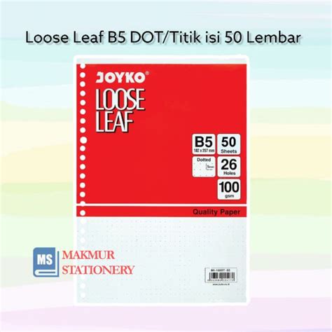 Jual Loose Leaf Kertas Binder Dot Garis B5 50 Lembar Joyko Shopee