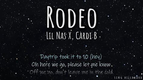 Lil Nas X Cardi B Rodeo Realtime Lyrics Youtube