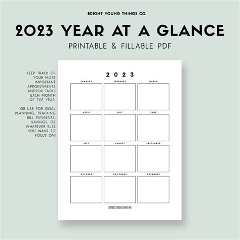 Year At A Glance Calendar Free Printable Prntbl