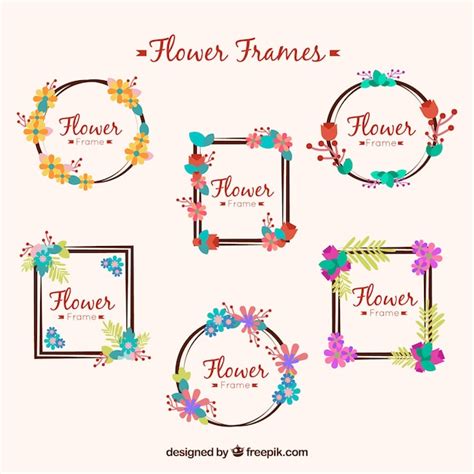 Set De Marcos De Flores Vector Gratis