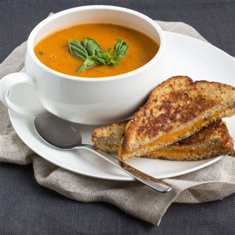 Mealime Tomato Basil Soup With Cheddar Grilled Cheese Recipe