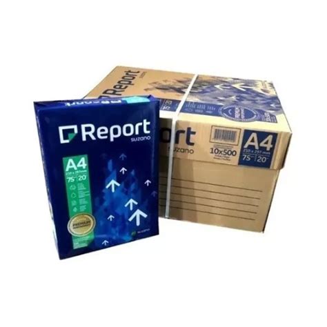 Papel Sulfite Report Premium A4 75g 500 Folhas Caixa 10 Pacotes