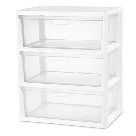 Sterilite Plastic Wide 3 Drawer Tower White