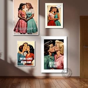 Vintage Lesbian Housewives Poster Print Collection Retro Illustration