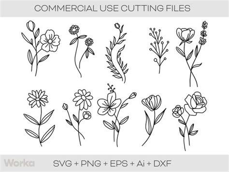 Wildflowers Svg Bundle Floral Svg Wild Flowers Svg Etsy