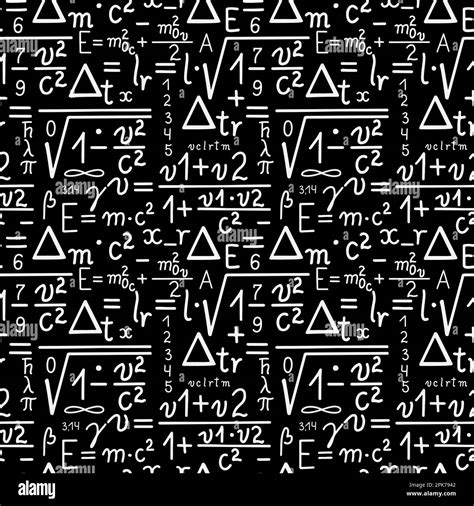 Physics Equations On Black Background Hand Drawn Seamless Pattern