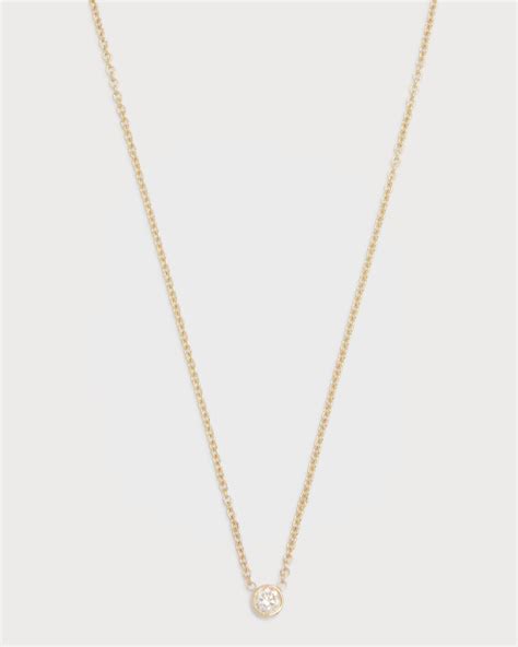 Zoe Lev Jewelry 14k Rose Gold Small Bezel Diamond Necklace Neiman Marcus