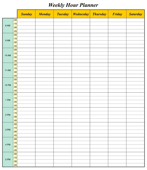 Daily Schedule Hourly Printable