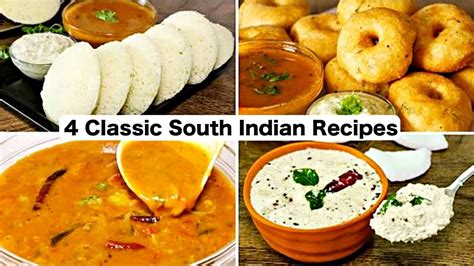 4 Best South Indian Breakfast Recipes इडली मेदु वड़ा सांभर और चटनी बनाने की आसान विधि Youtube