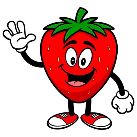 Strawberry Mascot Sebuah Ilustrasi Kartun Dari Maskot Strawberry Vektor