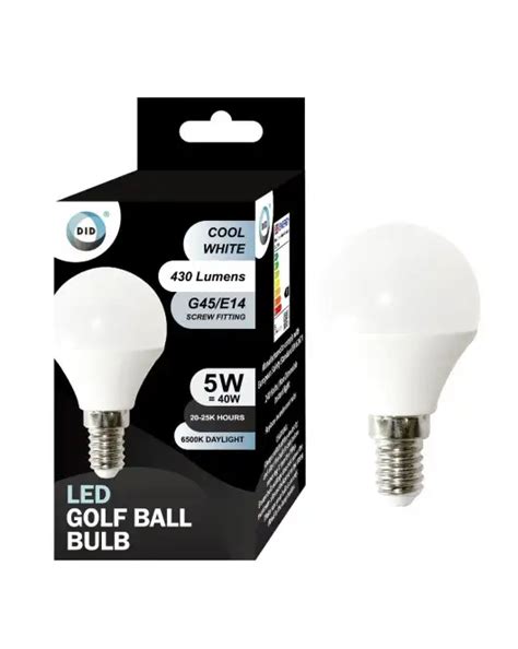 Cool White Led Golf Ball Bulb 5W G45 E14