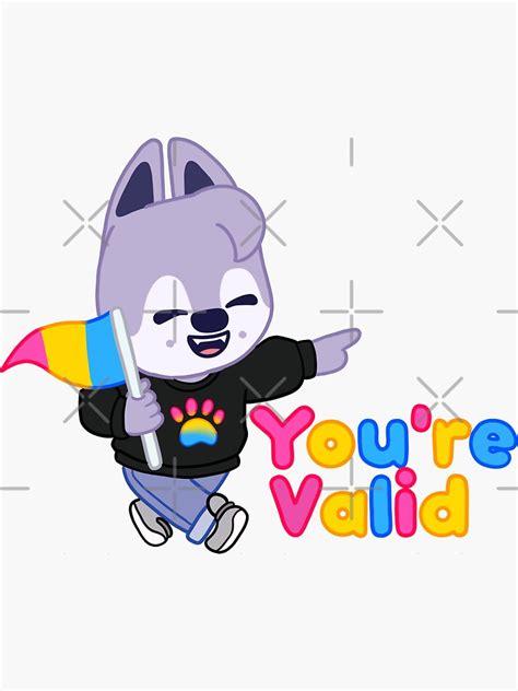 "STRAY KIDS (SKZOO) WolfChan Pansexual You’re Valid Pride " Sticker for ...