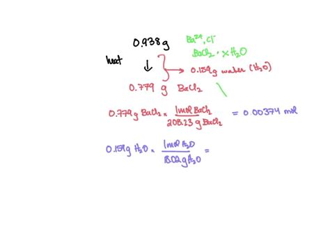 Solved If 02443 G Of Barium Chloride Dihydrate Bacl2 2h2o Molar Mass 2443 Gmol Is Heated