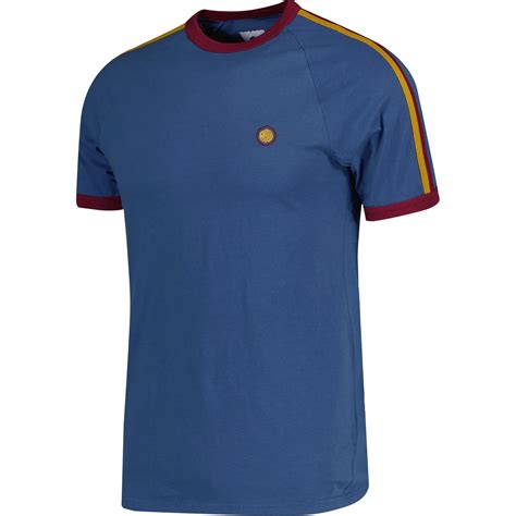 Tilby Pretty Green Retro Ringer Tee In Blue