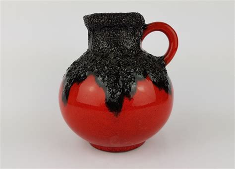 Vintage Rote Roth Keramik Fat Lava Krug Vase Westdeutsche Keramik