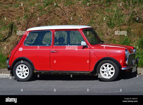 Mini Cooper Auto Auto Oldtimer rot weiße Italian job Stockfotografie