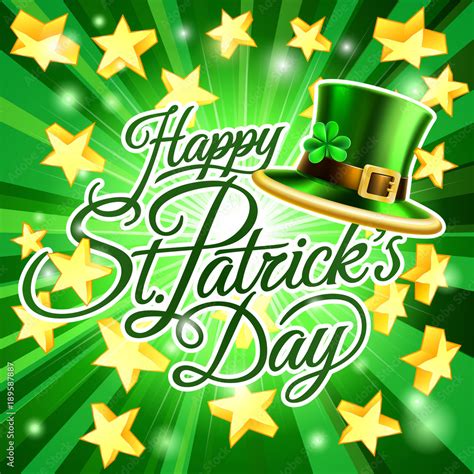 Happy St Patricks Day Leprechaun Hat Background Stock Vector Adobe Stock