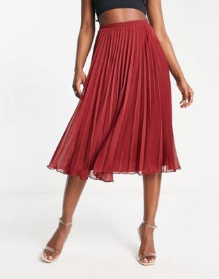 Falda Midi Color Vino Plisada De ASOS DESIGN ASOS