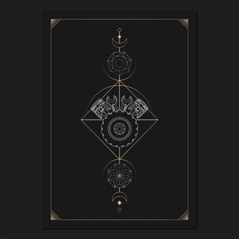 Geometrische Astrologische Symboltarotkarte Premium Vektor