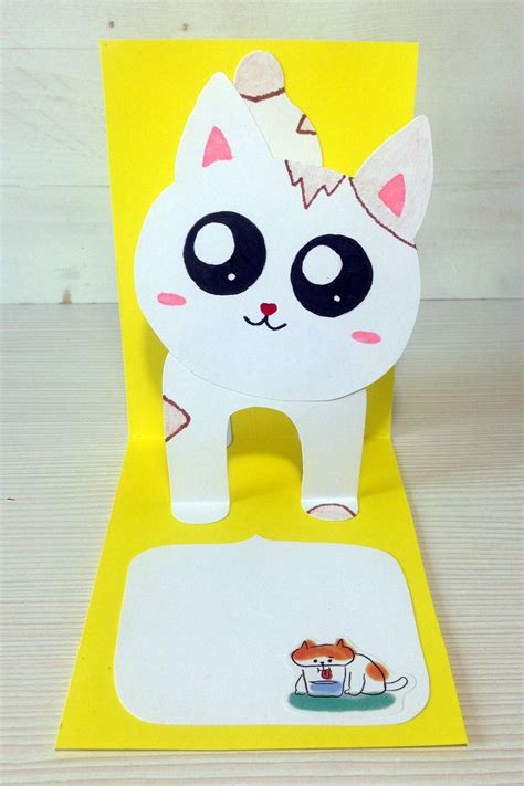 Pop Up Cat Card 😻 💖 🐱 Diy 3d Card For Birthday Cat Cards Handmade Cat Cards Easy Birthday