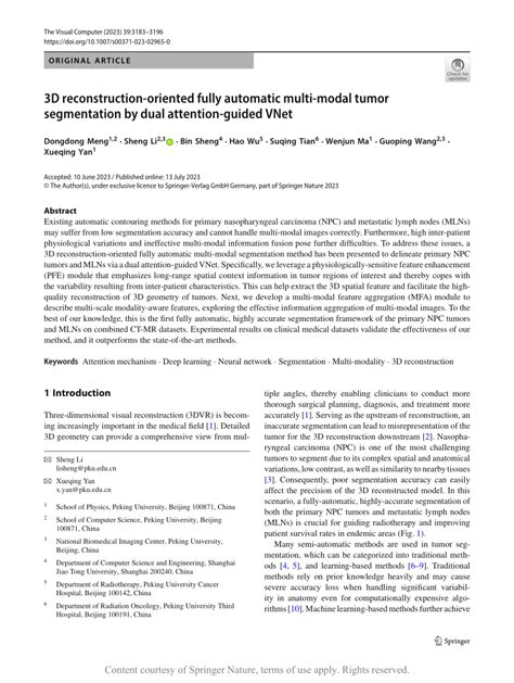 3d Reconstruction Oriented Fully Automatic Multi Modal Tumor